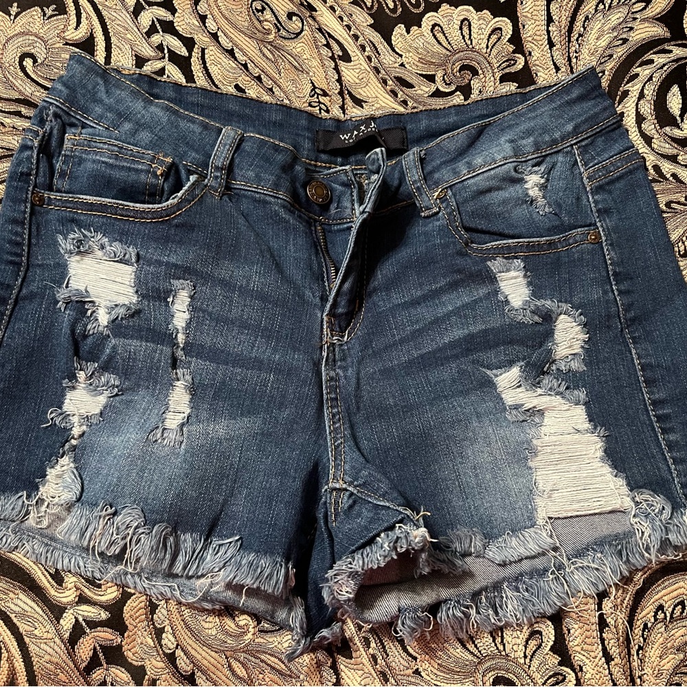 Wax Jeans Juniors Distressed Denim Shorts